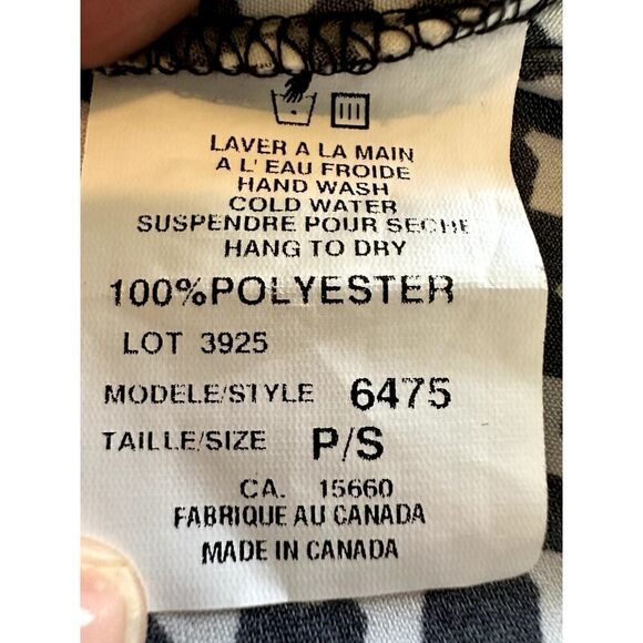 BALI Women's Houndstooth Print Statement Sleeve Blouse Black Size Petite Small - Picture 6 of 6